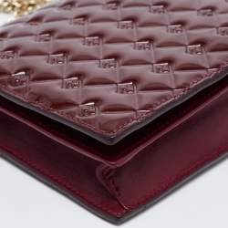 Pre Owned Fendi Burgundy Patent Leather Fendilicious Chain Clutch