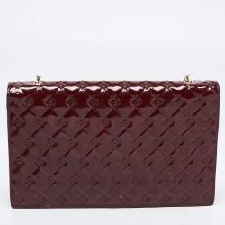 Pre Owned Fendi Burgundy Patent Leather Fendilicious Chain Clutch