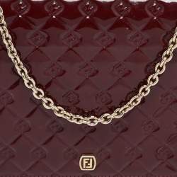Pre Owned Fendi Burgundy Patent Leather Fendilicious Chain Clutch