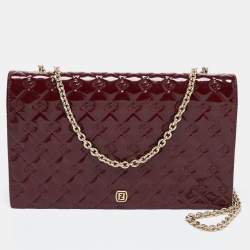 Pre Owned Fendi Burgundy Patent Leather Fendilicious Chain Clutch