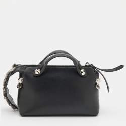 Pre Owned Fendi Black Leather Mini By The Way Crossbody Bag
