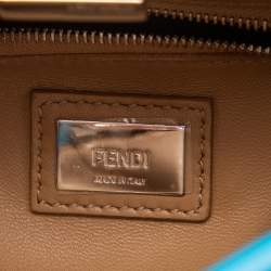Pre Owned Fendi Blue/Orange Leather Mini Peekaboo Top Handle Bag