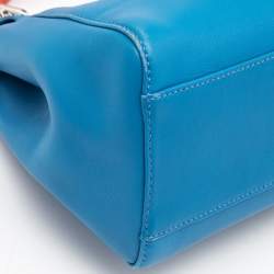 Pre Owned Fendi Blue/Orange Leather Mini Peekaboo Top Handle Bag