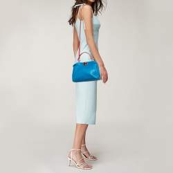 Pre Owned Fendi Blue/Orange Leather Mini Peekaboo Top Handle Bag