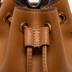 Pre Owned Fendi Brown Leather Mini Mon Tresor Drawstring Bucket Bag