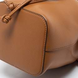 Pre Owned Fendi Brown Leather Mini Mon Tresor Drawstring Bucket Bag