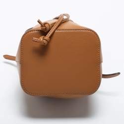 Pre Owned Fendi Brown Leather Mini Mon Tresor Drawstring Bucket Bag