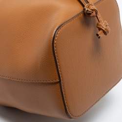 Pre Owned Fendi Brown Leather Mini Mon Tresor Drawstring Bucket Bag