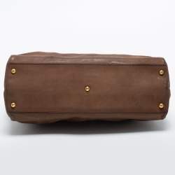 Pre Owned Fendi Brown Leather Peekaboo Large Top Handle Bag