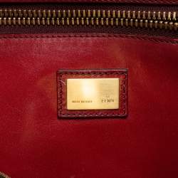 Pre Owned Fendi Brown Leather Peekaboo Large Top Handle Bag