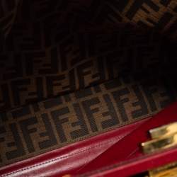 Pre Owned Fendi Brown Leather Peekaboo Large Top Handle Bag