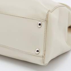 Pre Owned Fendi Off White Leather Medium Peekaboo Top Handle Bag