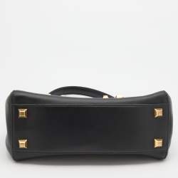 Pre Owned Fendi Black Leather Mini Studded Peekaboo Top Handle Bag