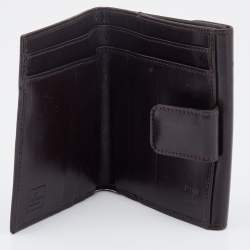 Pre Owned Fendi Brown Zucca Canvas and Leather FF Flap Compact Wallet