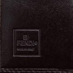 Pre Owned Fendi Brown Zucca Canvas and Leather FF Flap Compact Wallet