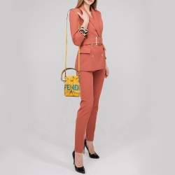 Pre Owned Fendi Yellow Crochet and Leather Mini Mon Tresor Bucket Bag