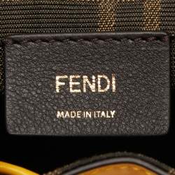 Pre Owned Fendi Yellow Crochet and Leather Mini Mon Tresor Bucket Bag