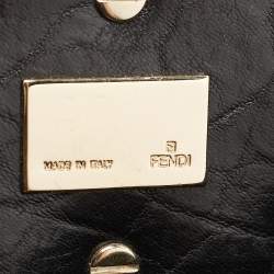Pre Owned Fendi Black Pebbled Leather Small Mia Tote
