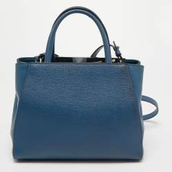 Pre Owned Fendi Blue Leather Small 2Jours Tote