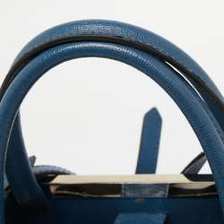 Pre Owned Fendi Blue Leather Small 2Jours Tote