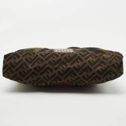 Fendi Tobacco Zucca Canvas and Leather Maxi Baguette Shoulder Bag