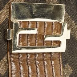 Fendi Tobacco Zucca Canvas and Leather Maxi Baguette Shoulder Bag