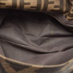 Fendi Tobacco Zucca Canvas and Leather Maxi Baguette Shoulder Bag