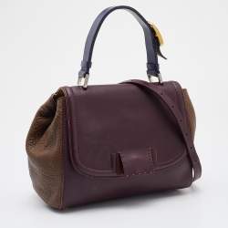 Pre Owned Fendi Multicolor Leather Silvana Top Handle Bag