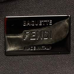 Fendi Metallic Grey Monogram Embossed Leather Baguette Shoulder Bag