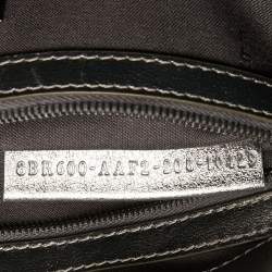 Fendi Metallic Grey Monogram Embossed Leather Baguette Shoulder Bag