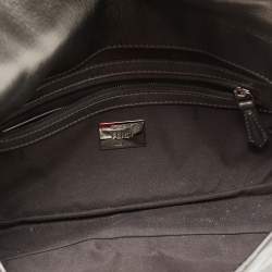 Fendi Metallic Grey Monogram Embossed Leather Baguette Shoulder Bag