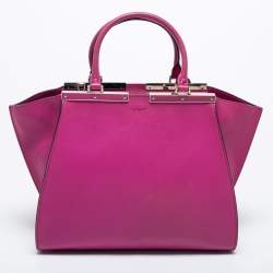 Pre Owned Fendi Fuchsia Leather and Calf Hair 3Jours Tote