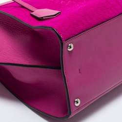 Pre Owned Fendi Fuchsia Leather and Calf Hair 3Jours Tote