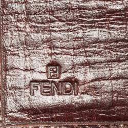 Pre Owned Fendi Beige/Brown Zuchino Canvas and Leather Forever Flap Wallet