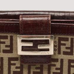 Pre Owned Fendi Beige/Brown Zuchino Canvas and Leather Forever Flap Wallet
