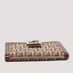 Pre Owned Fendi Beige/Brown Zuchino Canvas and Leather Forever Flap Wallet
