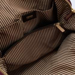 Pre Owned Fendi Beige/Burgundy Patent and Leather Chameleon Satchel 