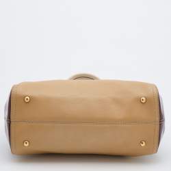 Pre Owned Fendi Beige/Burgundy Patent and Leather Chameleon Satchel 