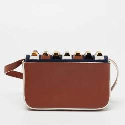 Pre Owned Fendi Brown Fur and Leather 3 Baguette Crossbody Bag