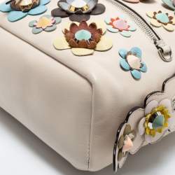 Pre Owned Fendi Cream Leather Mini Flowerland Backpack
