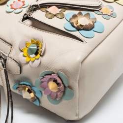 Pre Owned Fendi Cream Leather Mini Flowerland Backpack