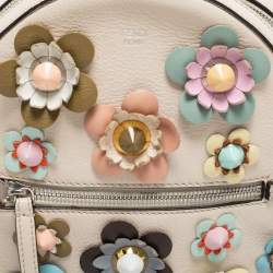 Pre Owned Fendi Cream Leather Mini Flowerland Backpack