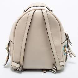 Pre Owned Fendi Cream Leather Mini Flowerland Backpack