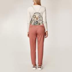 Pre Owned Fendi Cream Leather Mini Flowerland Backpack