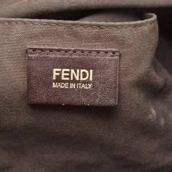Pre Owned Fendi Brown Zucchino Canvas and Leather Forever Bauletto Boston Bag