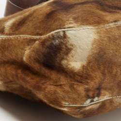 Pre Owned Fendi Brown/Beige Calfhair and Leather Baguette Bag