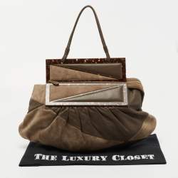 Pre Owned Fendi Grey Suede and Leather To You Convertible Clutch