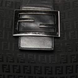 Pre Owned Fendi Black Zucca Canvas and Leather Hobo
