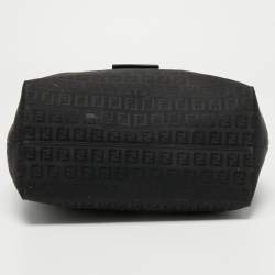 Pre Owned Fendi Black Zucca Canvas and Leather Hobo