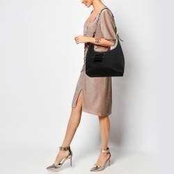 Pre Owned Fendi Black Zucca Canvas and Leather Hobo
